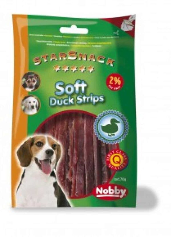 Наградки - nobby – starsnack soft duck/chicken strips – деликатесно лакомство с патешко/пилешко месо 70 грама