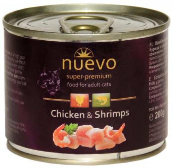 Nuevo - nuevo – chicken & shrimps – консерва за котка с пилешко и скариди 200гр.