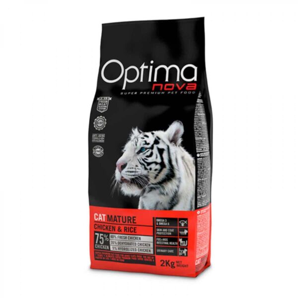 Котки - optima – nova cat mature chicken & rise – храна за възрастни котки над 7 години с пиле и ориз – различна разфасовка