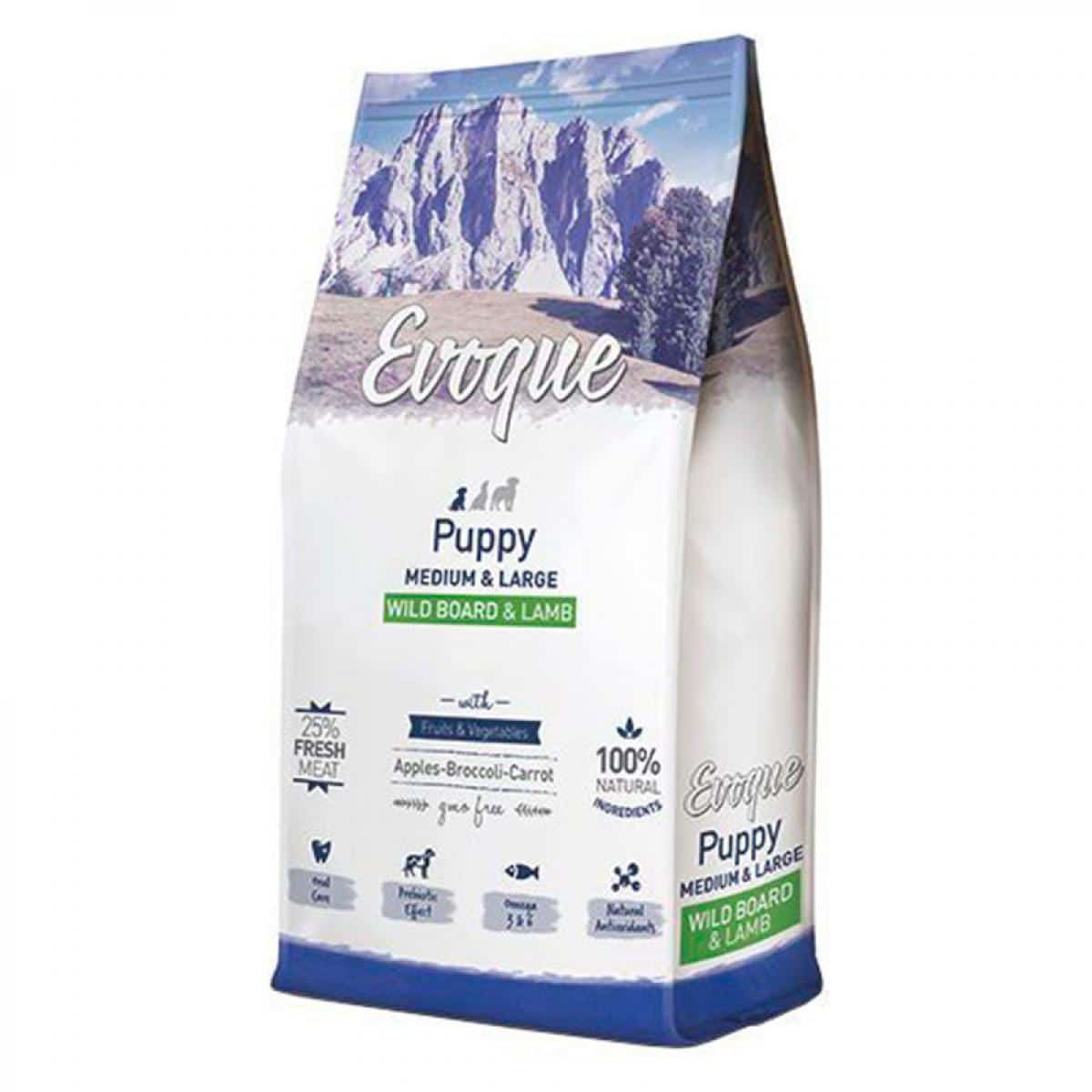 Evoque – puppy medium/large wild boar & lamb- храна за подрастващи кучета от средни и големи породи с анге и диво прасе 12 кг