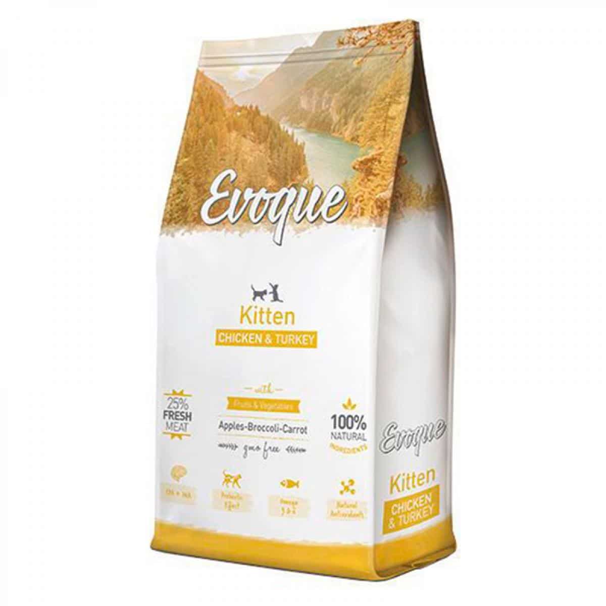Evoque – cat kitten chicken & turkey- храна за подрастващи котета с пиле и пуйка – различна разфасовка