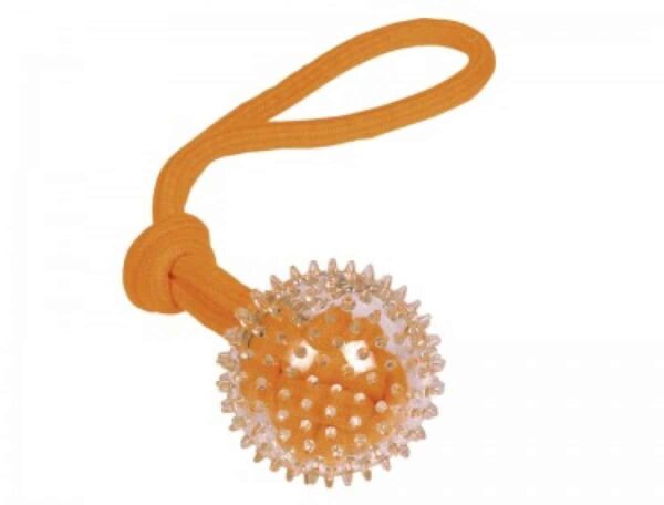 Гумени, латексови и плуващи - nobby – tpr spiky ball with handle rope – топка с въже – различни размери