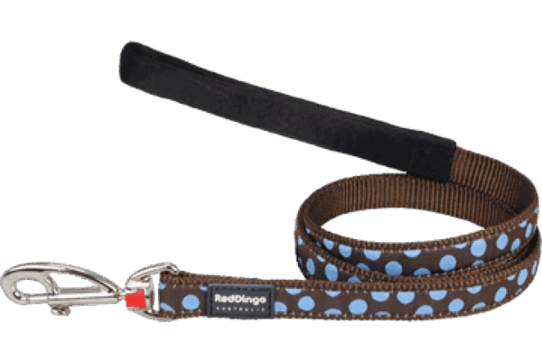 Red dingo – fixed length lead blue spots brown – повод, кафяв със сини точки – различен размер