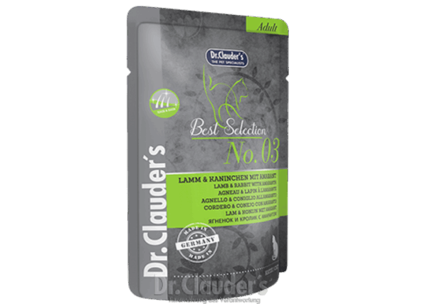 Dr. Clauders - dr. Clauders – pouch best selection adult 3- пауч за котка с aгне,заек и амарант – 85г.