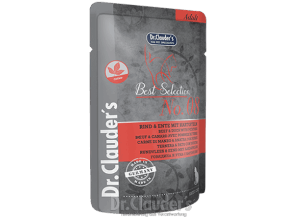 Dr. Clauders - dr. Clauders – pouch best selection adult 8 – пауч за котка с говеждо, патица и картофи – 85г.