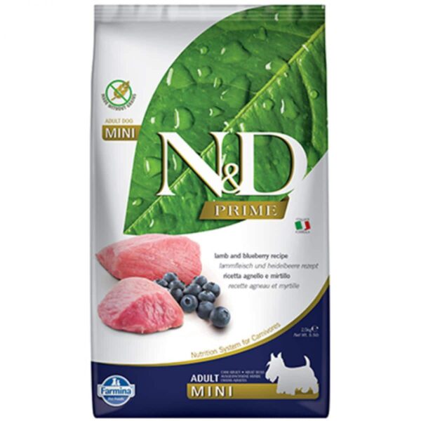 Black friday - n&d prime adult mini lamb blueberry – суха храна за кучета в зряла възраст от дребни породи с агне и боровинки