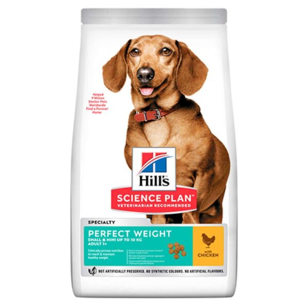 Hill`s мисия приятел завинаги - hills – science plan perfect weight small & mini adult – суха храна за кучета с пилешко от малките породи (