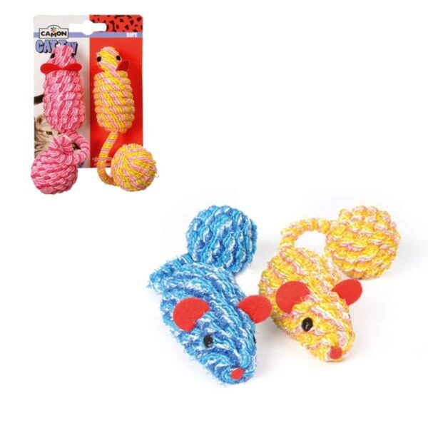 Camon – rope mice with ball – котешка играчка