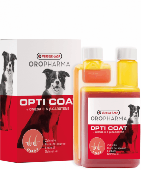 Кожа и козина - versele laga – oropharma opti coat – продукт с високо съдържание на сьомгово масло и в-каротин за лъскава козина и здрава кожа