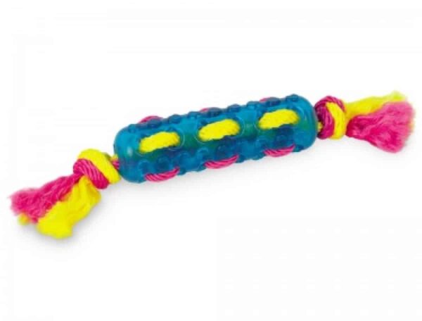 Гумени, латексови и плуващи - nobby – tpr toy with rope – кучешка играчка / стик с въже / 32 см.