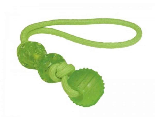 Гумени, латексови и плуващи - nobby – tpr ball and dumbbell with handle rope – играчка 48 / 6. 5 см.