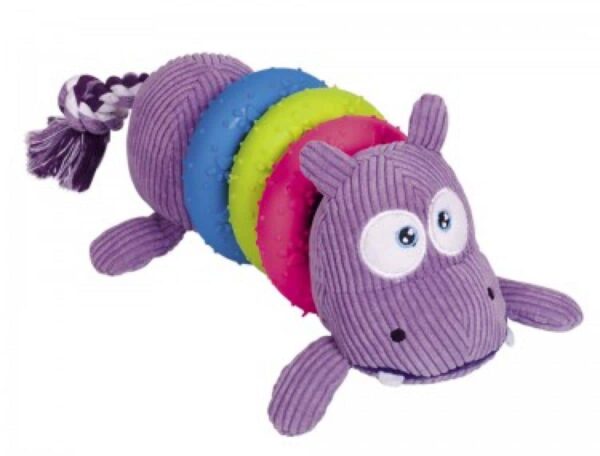 Гумени, латексови и плуващи - nobby – plush hippo with rubber toy – плюшен хипопотам с гумени рингове 23 см.