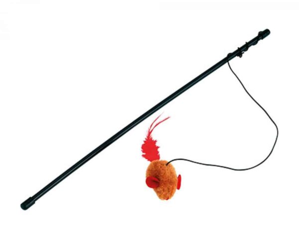 Котки - kerbl – cat playing rod mouse – въдица с плюшена мишка, 48 см