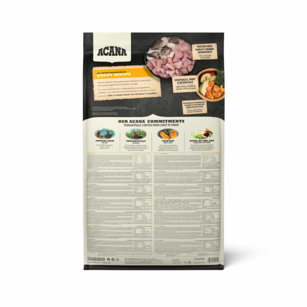 ACANA-Puppy-Recipe-Back-11.4kg Acana puppy – суха храна за подрастващи кучета от малки и средни породи 11. 4 кг