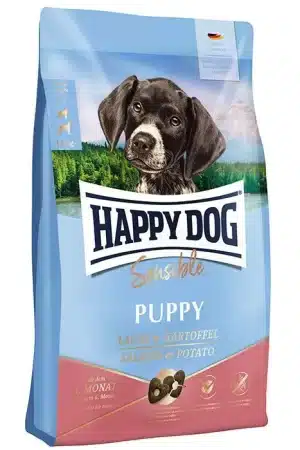 Happy dog sensible puppy chicken salmon and potato – пълноценна храна за чувствителни кученца с пиле, сьомга и картофи от 1 до 6 месеца