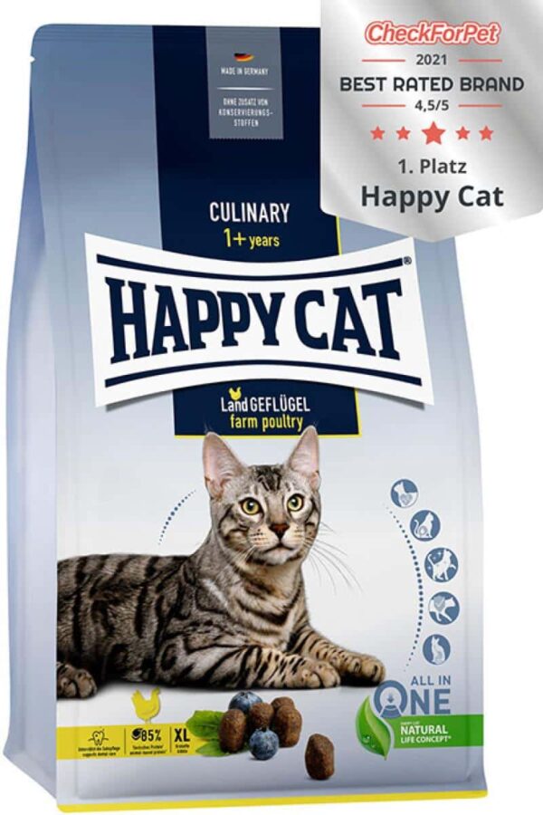 Котки - happy cat – culinary adult farm poultry – суха храна за котки с пилешко месо