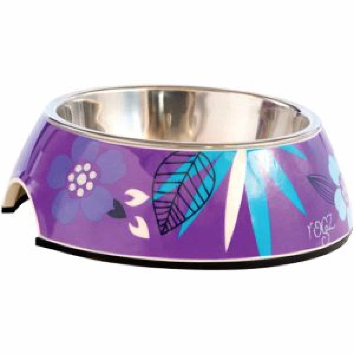 Rogz – bubble bowlz ch purple forest– метална купичка в меламинова стойка 2в1, лилава гора