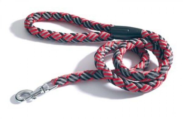 Camon – two-coloured reflecting leash – плетен повод 15 мм. / 1100 мм. / червен, син, жълт /