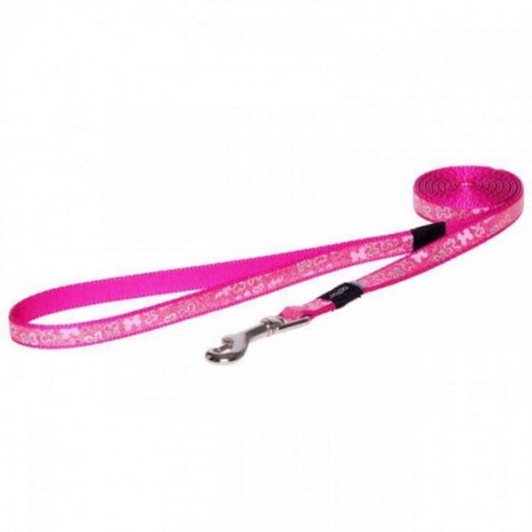 Rogz – trendy fixed lead pink bones – повод тренди за малки породи, розови кокалчета
