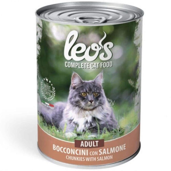 Monge - Monge – Leos Adult със сьомга – консерва хапки в сос – за котки в зряла възраст 12 x 415 гр.