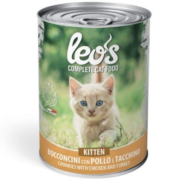 Monge - Monge – Leos Kitten с пилешко и пуешко – хапки с пилешко и пуешко – за подрастващи котенца 12 x 415 гр.