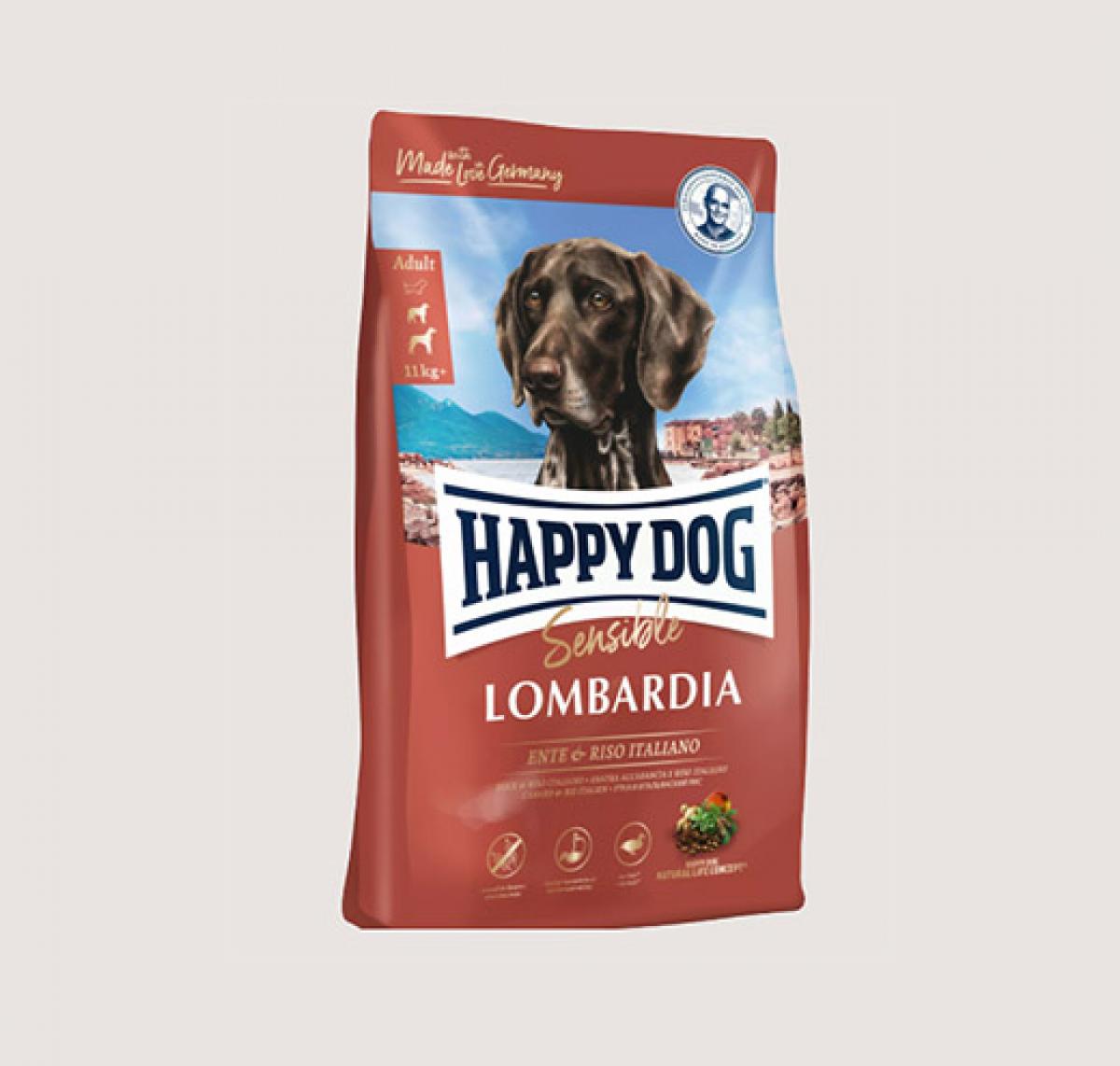 Happy dog – sensible lombardia – суха храна за кучета с патешко и италиански ориз