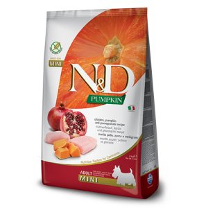 N&d pumpkin chicken pomegranate adult mini – суха храна за израснали кучета от малки породи с тиква, пиле и нар
