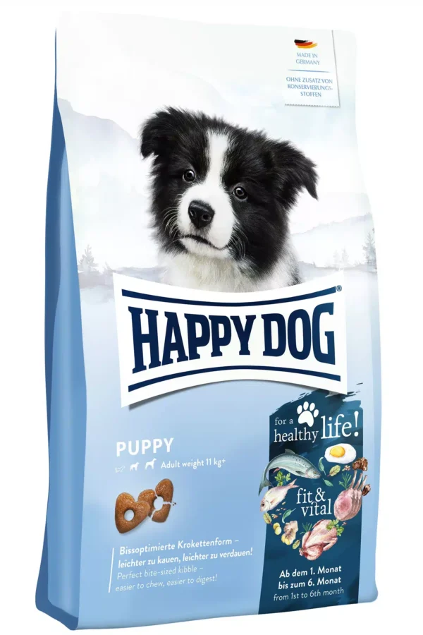 Happy dog fit vital puppy – пълноценна храна за млади кучета за стабилен растеж от 1-ия до 6-ия месец