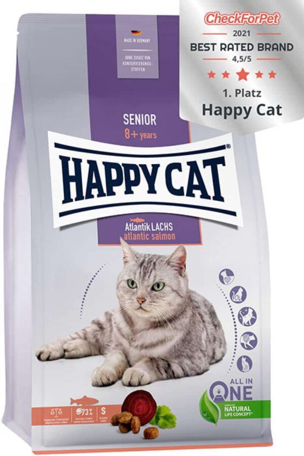 Котки - happy cat – senior atlantic salmon – суха храна за възрастни котки с пъстърва