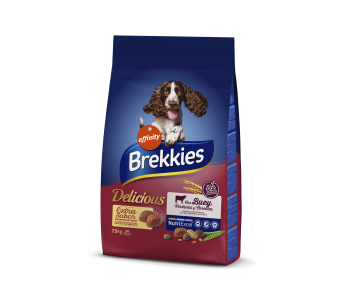 Brekkies - delicious tender kibbles - суха храна за кучета средни и големи породи със свежо говеждо месо над 1 година 7. 25 кг
