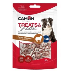 Camon – treats snacks – меки хапки във формата на триъгълник с агнешко месо и риба 80 гр.