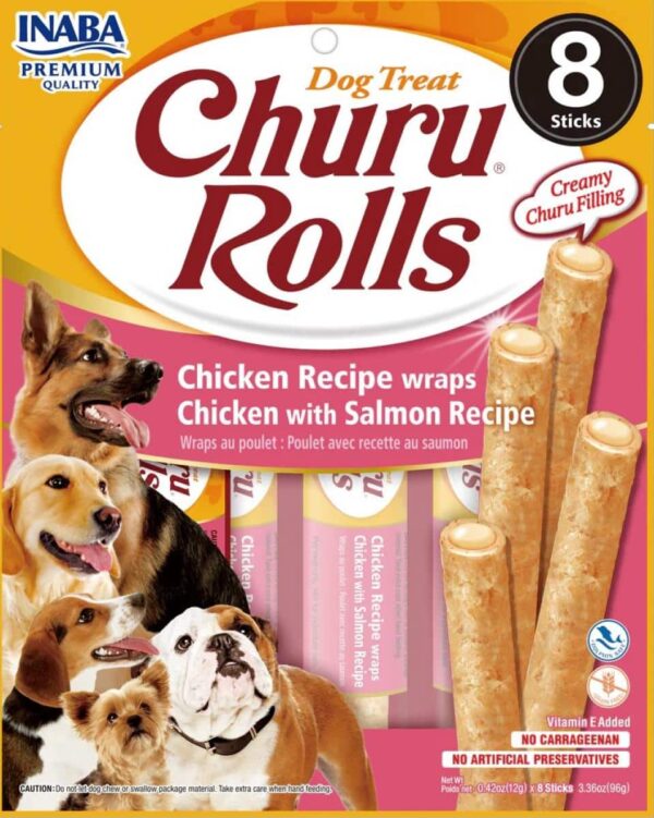 Наградки - inaba – churu rolls – лакомство за куче пилешко руло с крем от пиле и сьомга 8бр х 12гр