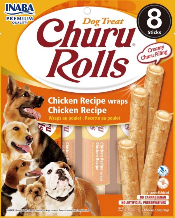 Наградки - inaba – churu rolls – лакомство за куче пилешко руло с крем от пиле 8бр х 12гр