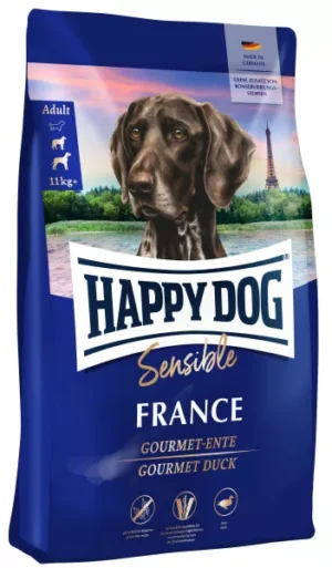Happy dog sensible france – суха храна за кучета с патица и картофи, без зърнени култури