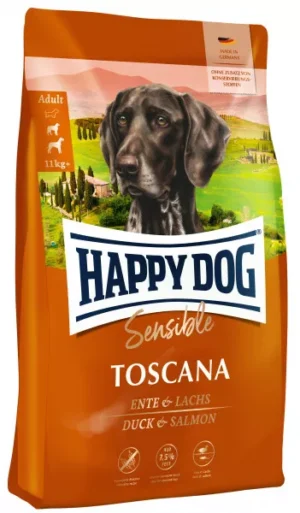 Happy dog sensible toscana – суха храна за кучета с патешко, сьомга и билки