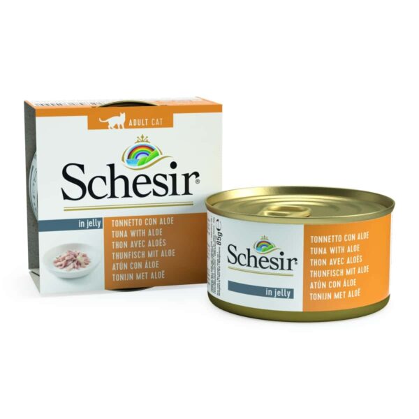 Котки - schesir – nature in jelly tuna with aloe – консерва за котка с риба тон и алое в желе 85 гр