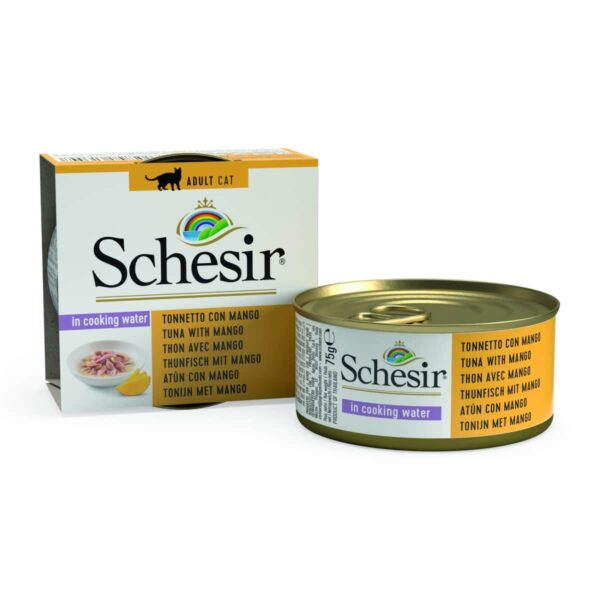 Котки - schesir – nature fruit tuna with mango – консерва за котка с риба тон и манго 75 гр.