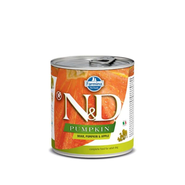 N&d – boar & pumpkin & apple – с месо от глиган, тиква и ябълки 285 гр.