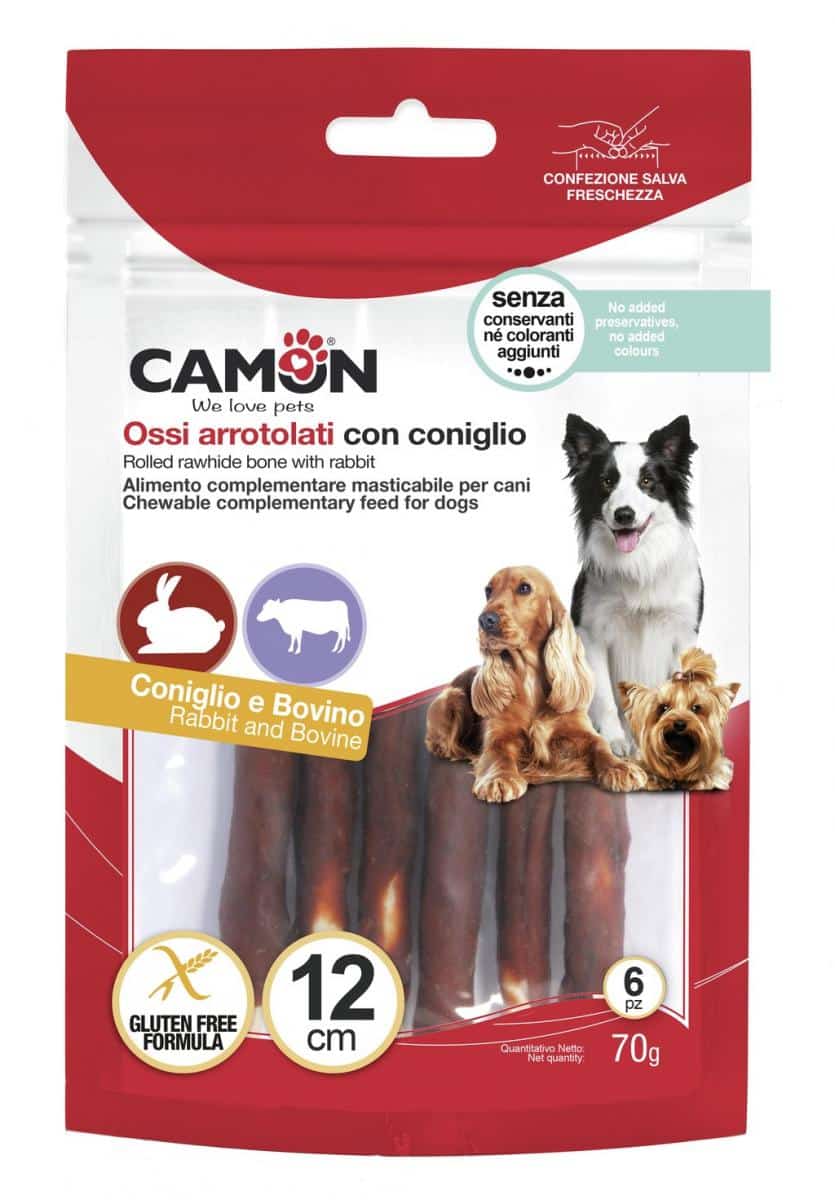 Camon – rawhide rolls with rabbit – солети от говежда кожа обвита със заешко месо 70 гр.