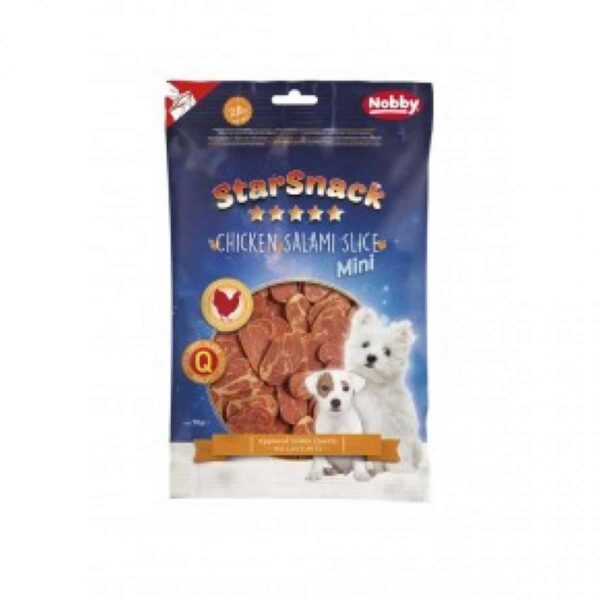 Nobby – starsnack mini chicken salami slice – вкусна закуска с пилешко и телешко месо 70 гр.