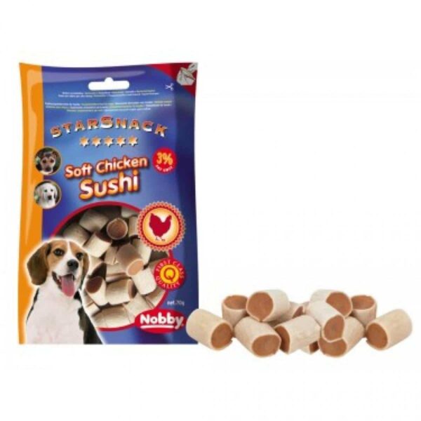 Nobby – starsnack soft chicken sushi – деликатесно лакомство с пилешко 70 гр.