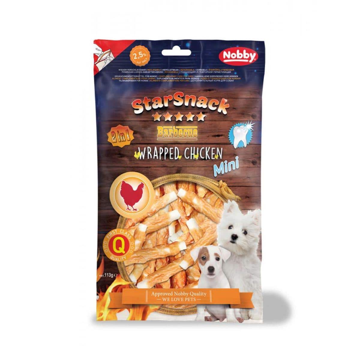Nobby – starsnack barbecue wrapped chicken mini – деликатесни лакомства за малки породи 113 гр.