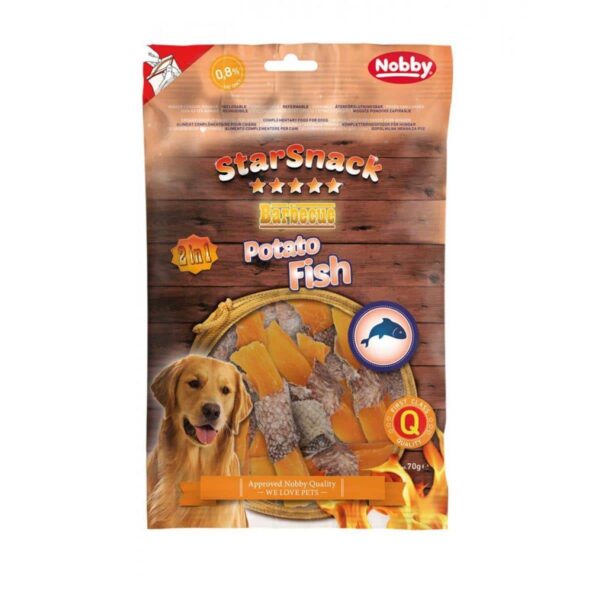 Наградки - NOBBY – STARSNACK Barbecue Potato Fish – деликатесно лакомство с риба и картофи 70 гр.