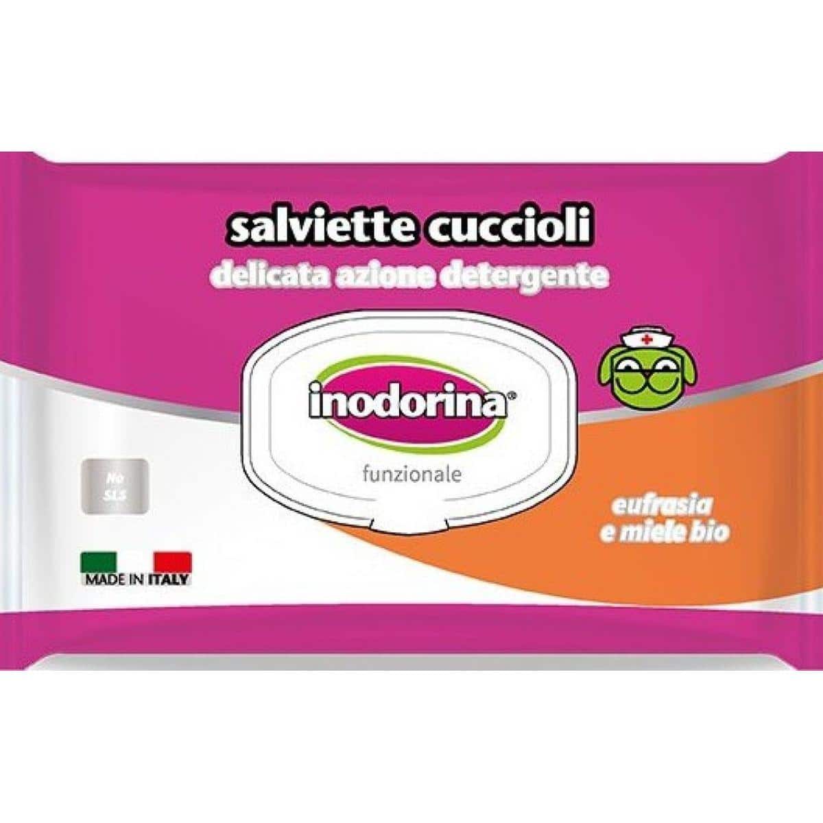 Inodorina – salviette cuccioli – мокри кърпички за кученца, с мед и билки 40 бр.