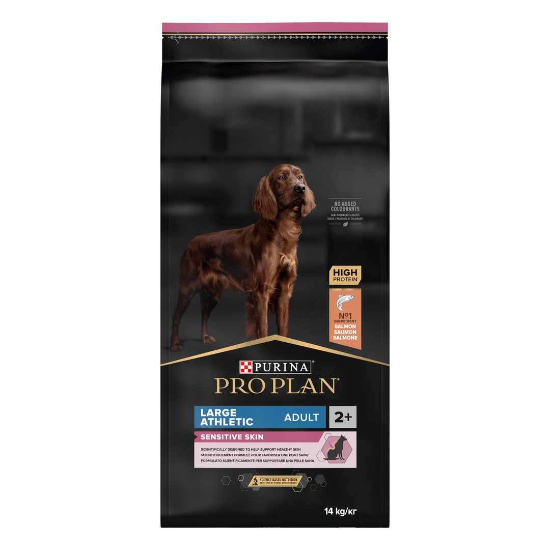 Purina pro plan adult large sensitive skin - суха храна за кучета с чувствителна кожа със сьомга над 18 месеца и тегло над 25 кг - 14 кг
