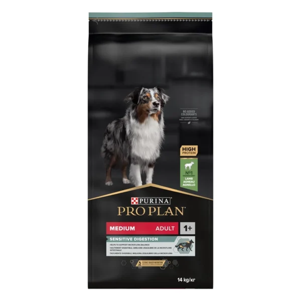Purina pro plan adult medium sensitive digestion – суха храна за куче с агне за по-добро храносмилане 14кг