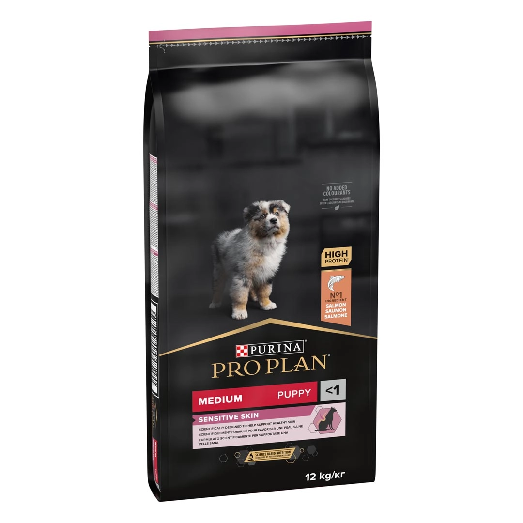 purina-pro-plan-medium-puppy-sensitive-skin-12kg-1 Purina pro plan puppy medium sensitive skin – суха храна за кучета до 1 година от средни породи с чувствителна кожа със сьомга
