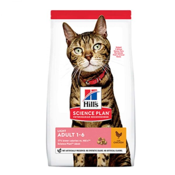 Hill`s мисия приятел завинаги - hills science plan adult light chicken – суха храна за котка нискокалорийна с пиле