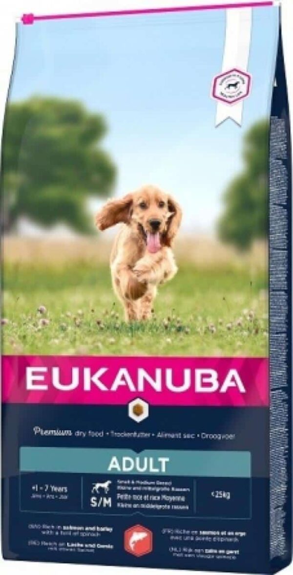 Eukanuba – dog adult small and medium salmon – суха храна за куче от малки и средни пориди със сьомга