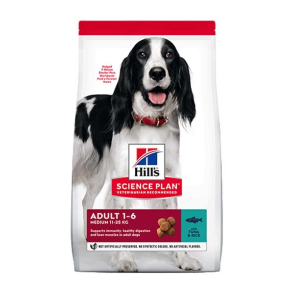 Hill`s мисия приятел завинаги - hills – science plan adult medium tuna and rice – суха храна за куче от средни породи с риба тон и ориз от 1 до 7 години